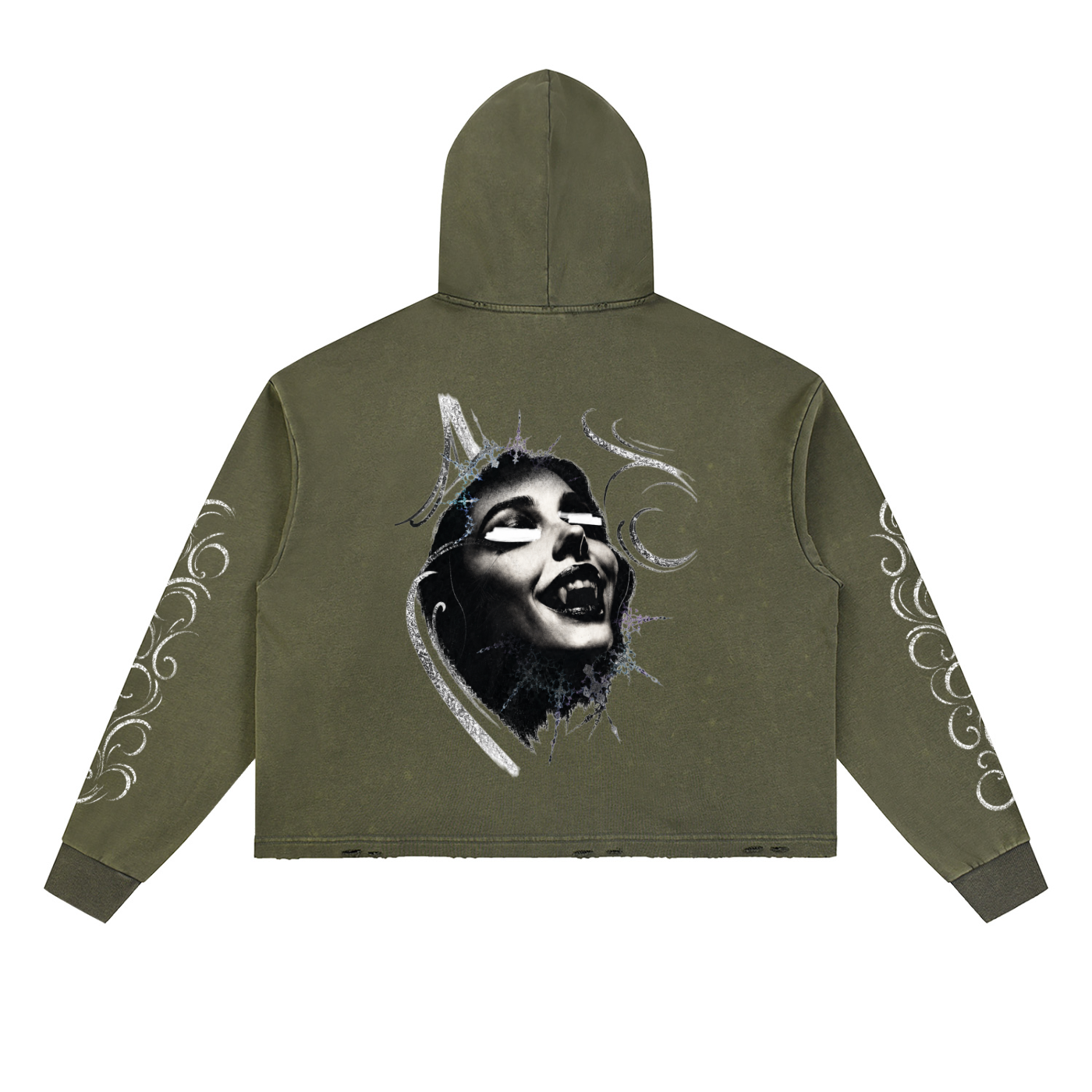 Blind Ecstasy Vintage-Wash Frayed-Hem Hoodie — Amy.tattooer x Flash Supply Co.