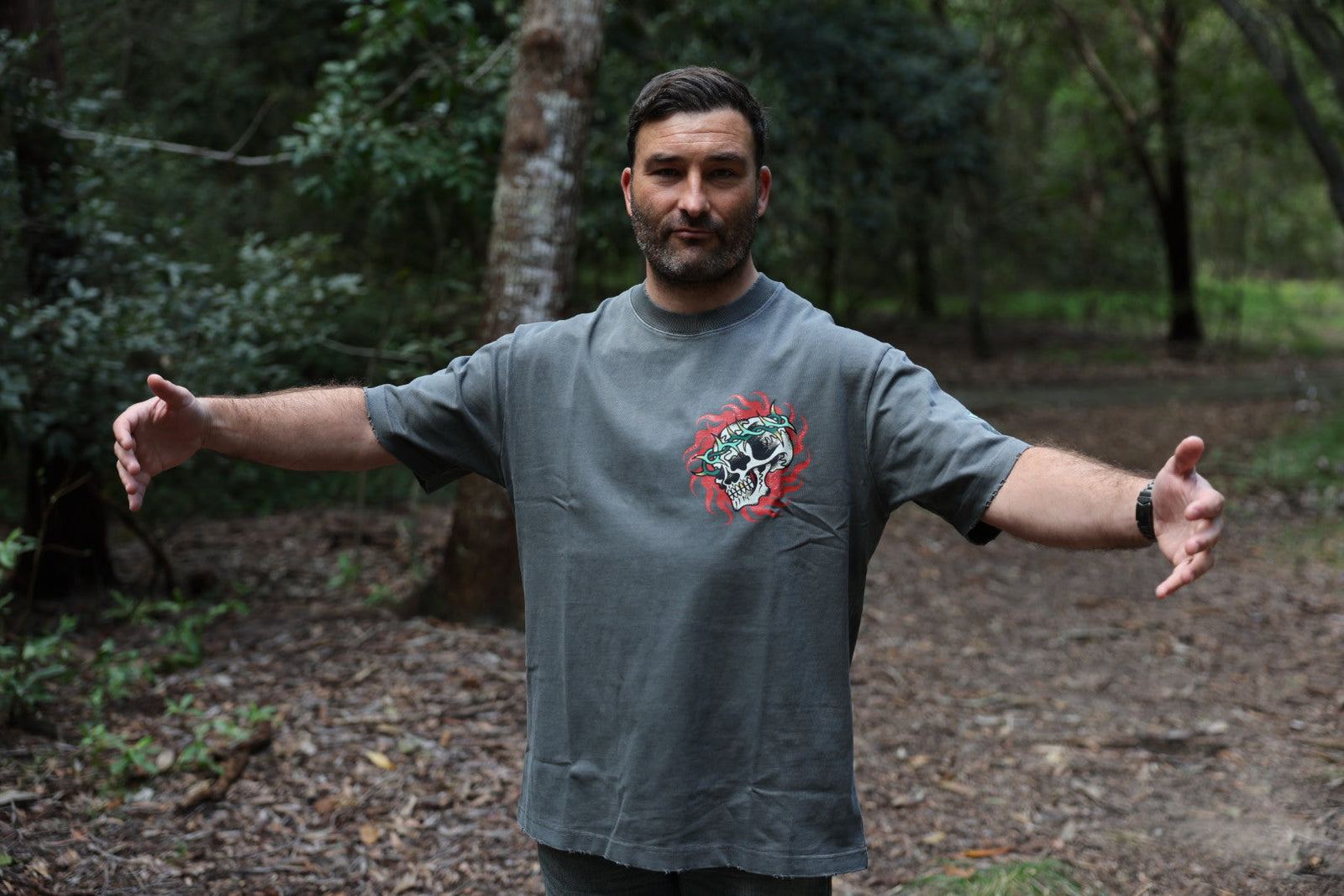 HALF-TONE HORROR HEAVYWEIGHT FRAYED TEE · NATHAN MURPHY