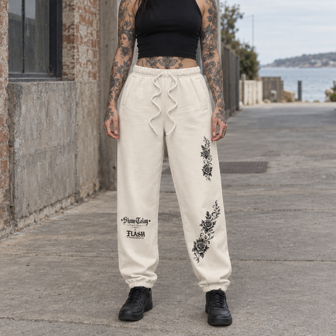 WHITE ON PINK SWEATPANTS · SHANE TALAY