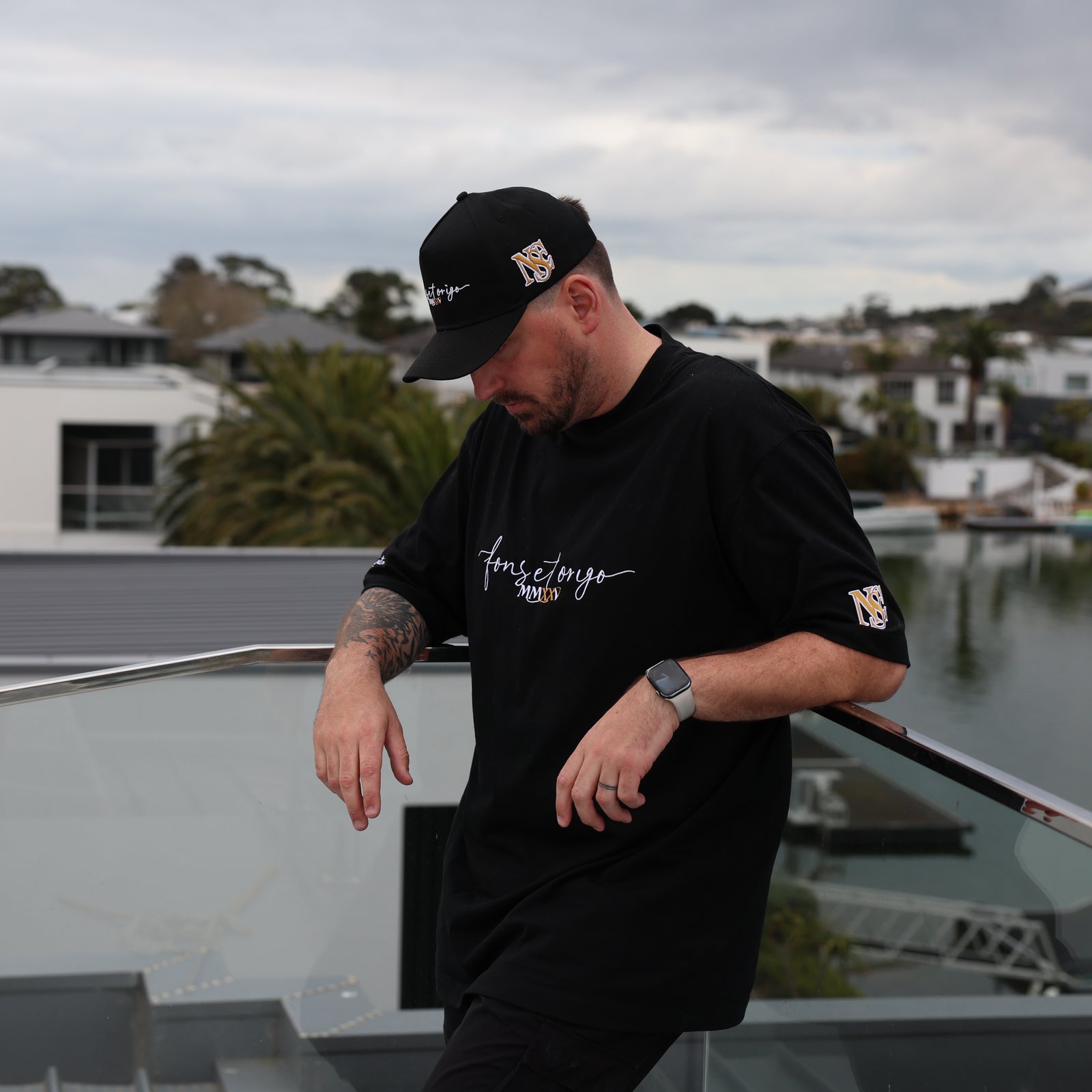 No Shortcutz “Fons et Origo” A-Frame Cap — Black