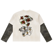 Double Fang Leopard-Sleeve Layered T-Shirt — Beardy x Flash Supply Co.