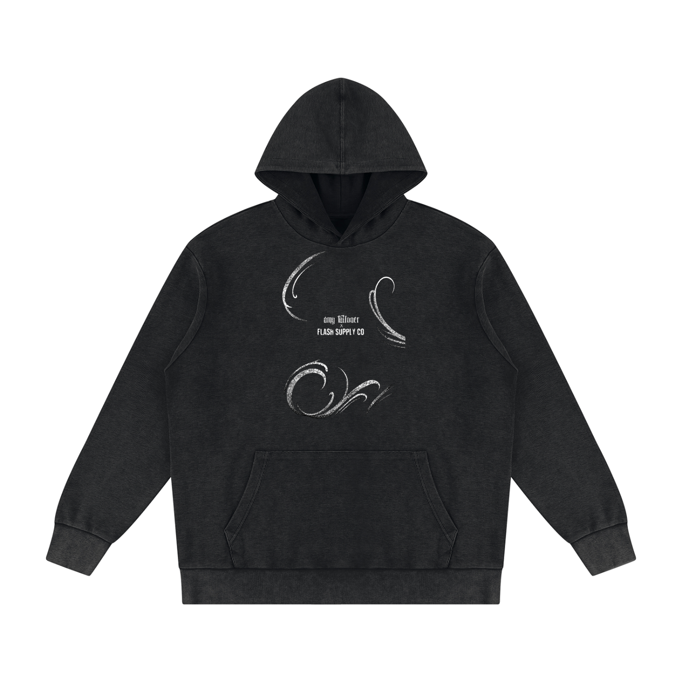 Blind Ecstasy Mineral-Wash Oversized Hoodie — Amy.tattooer x Flash Supply Co.
