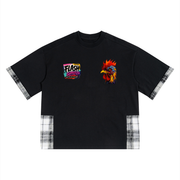 Early Riser Plaid-Panel T-Shirt — Thalo Halo x Flash Supply Co.