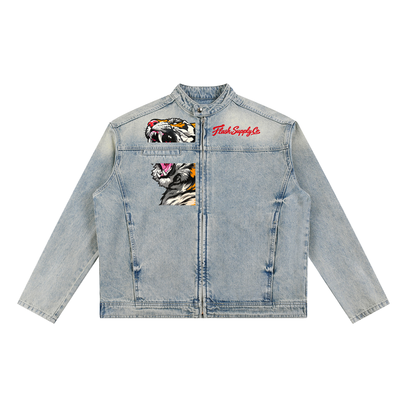 Cereal Killer Vintage-Wash Zip Denim Jacket — Thalo Halo x Flash Supply Co.