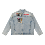 Cereal Killer Vintage-Wash Zip Denim Jacket — Thalo Halo x Flash Supply Co.