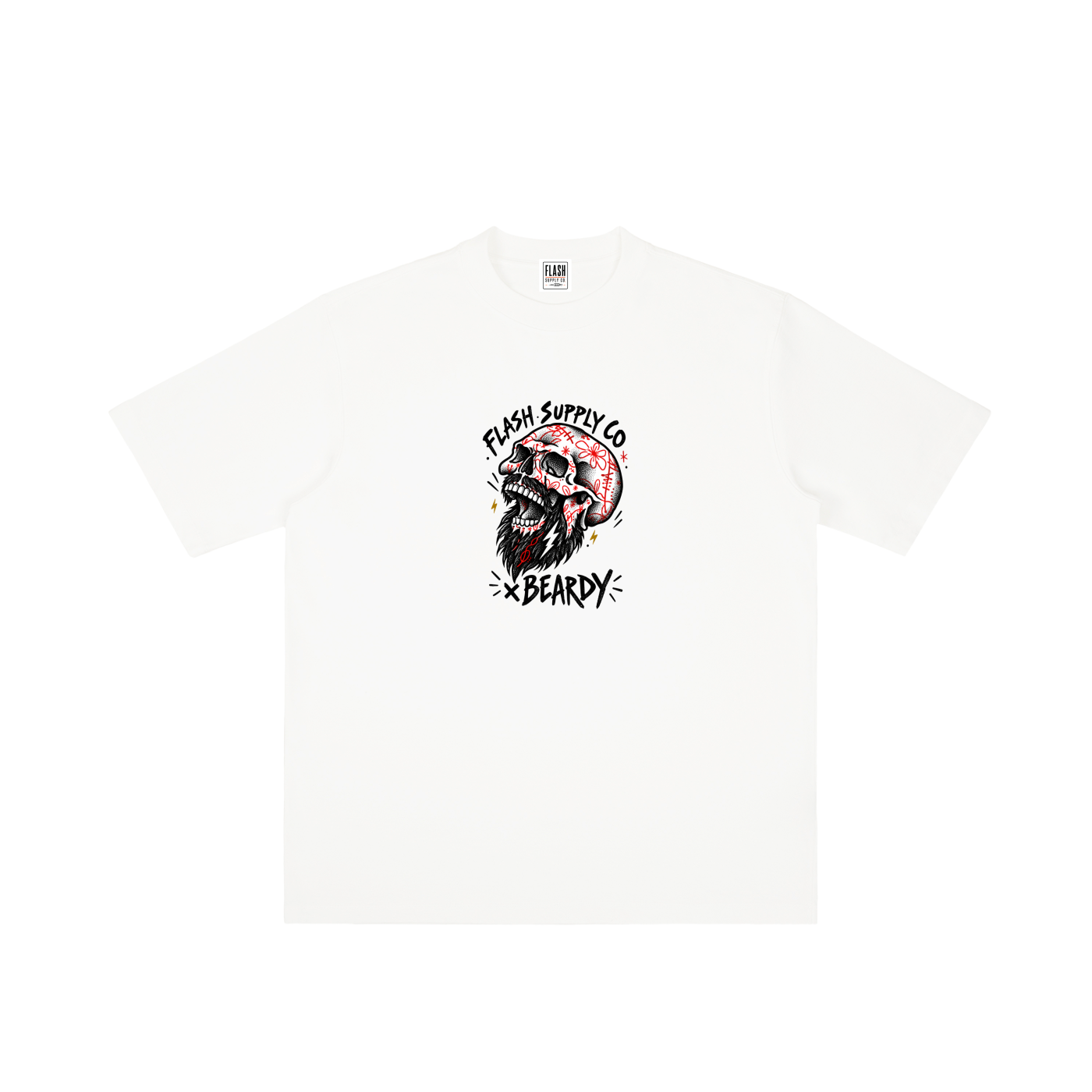 Double Fang Vintage-Wash Drop-Shoulder T-Shirt — Beardy x Flash Supply Co.