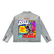 Cereal Killer Vintage-Wash Zip Denim Jacket — Thalo Halo x Flash Supply Co.