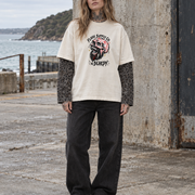 Double Fang Leopard-Sleeve Layered T-Shirt — Beardy x Flash Supply Co.