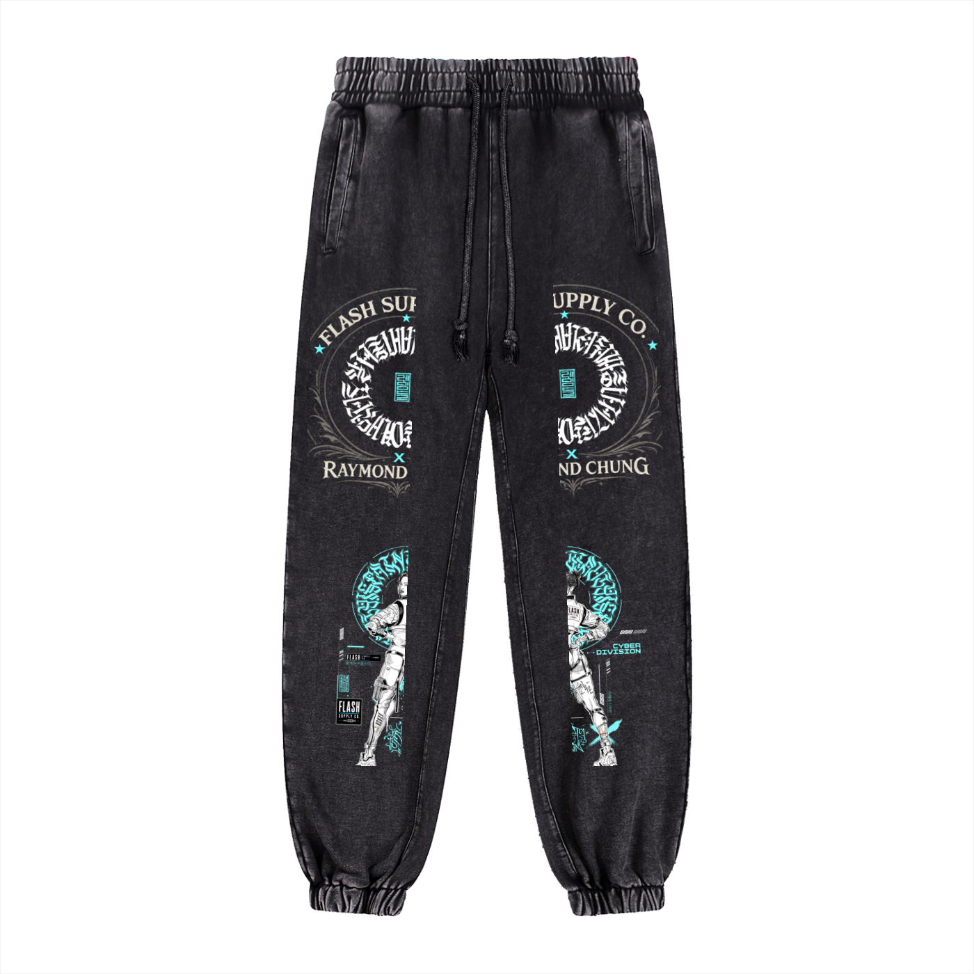 Cyber Division: Warrior Within Snow-Wash Sweatpants — Raymond Chung x Flash Supply Co.