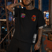 Early Riser Plaid-Panel T-Shirt — Thalo Halo x Flash Supply Co.