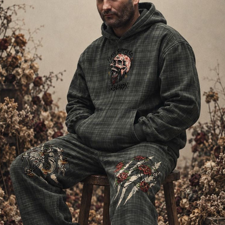 Double Fang Plaid Tracksuit Set — Beardy x Flash Supply Co.