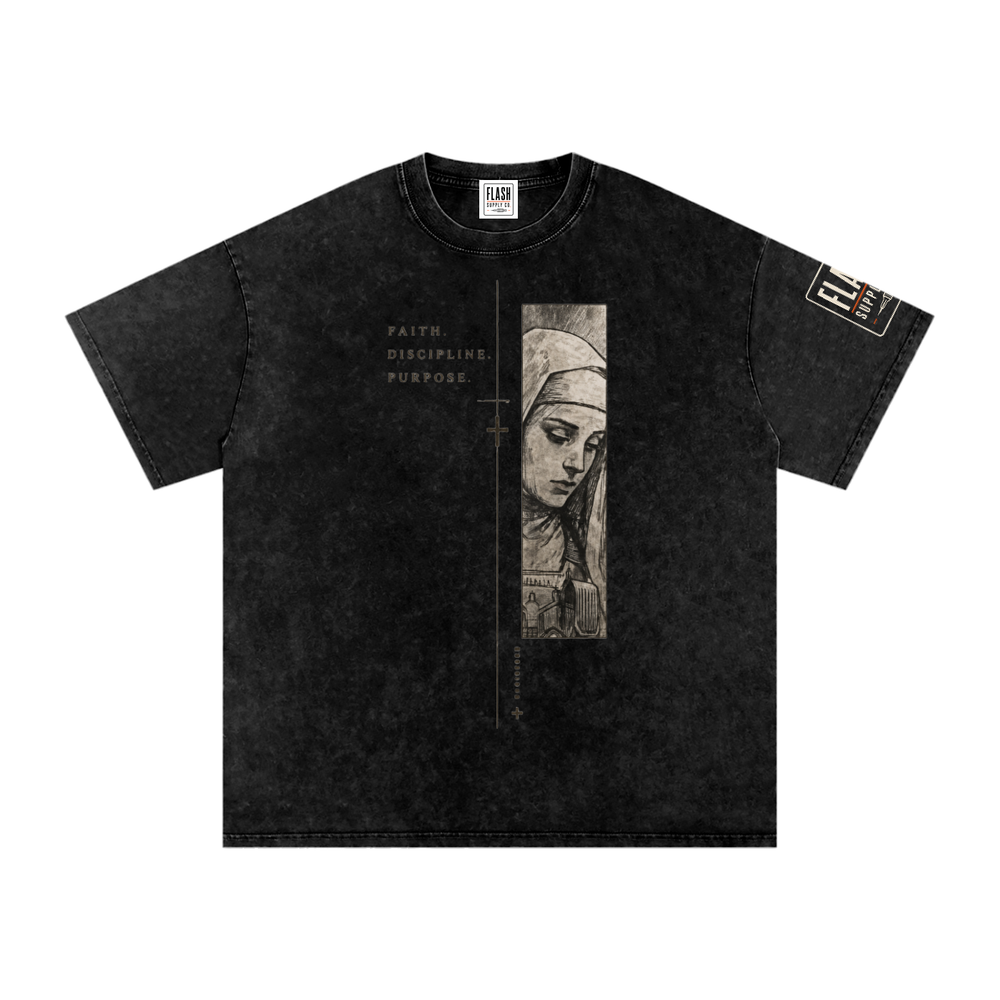 NUN WITH A GUN PT. 1 SNOW WASH TEE · WHITEBLACKINKART