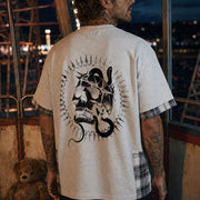 Crowned in Chaos Plaid-Panel Oversized Tee — Amy.tattooer x Flash Supply Co.