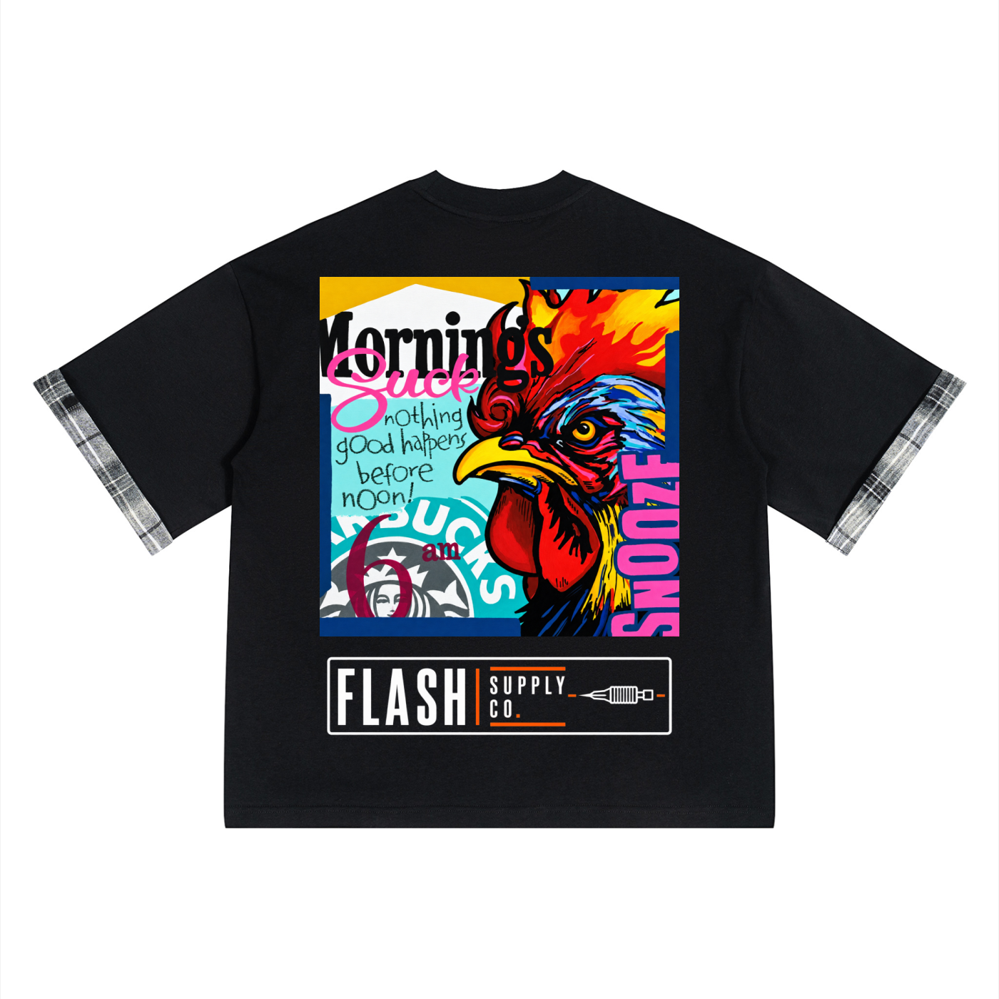 Early Riser Plaid-Panel T-Shirt — Thalo Halo x Flash Supply Co.