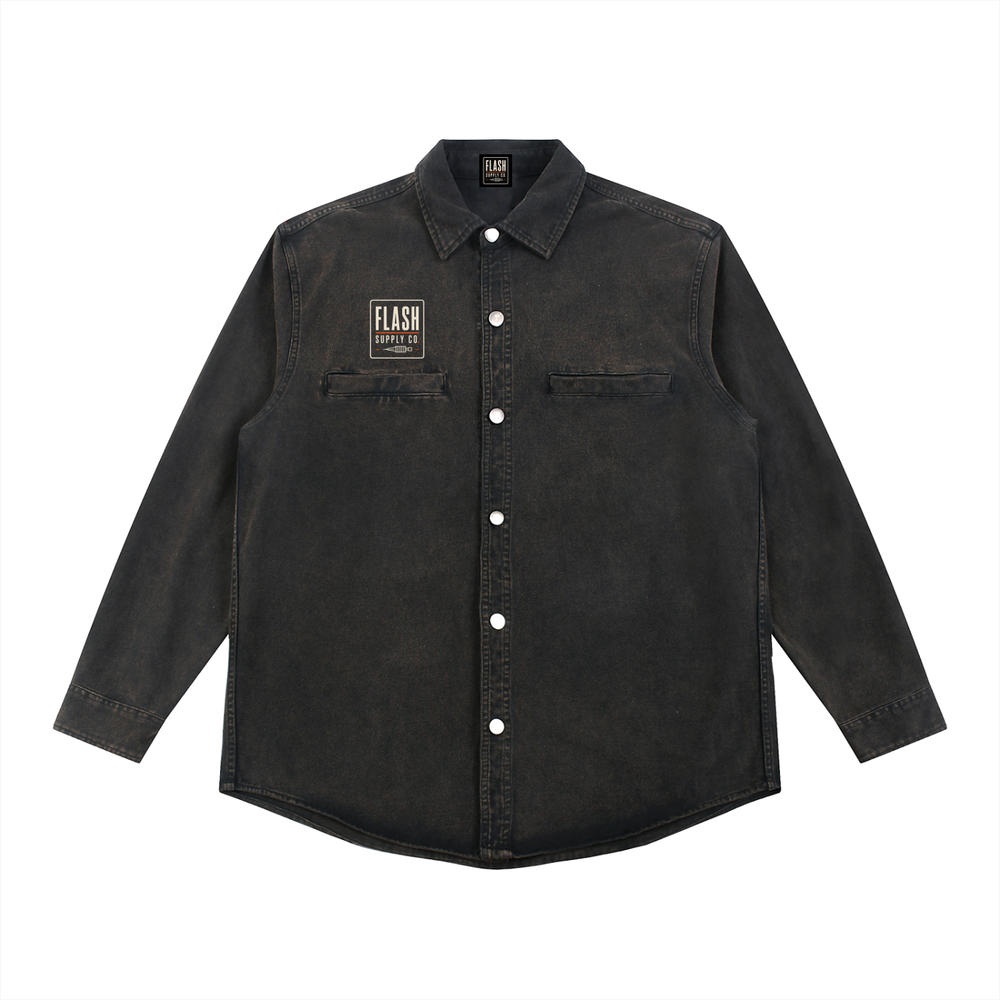 Flash Supply Co. — Skull & Antler Denim Overshirt | Art by Desmond Fletcher