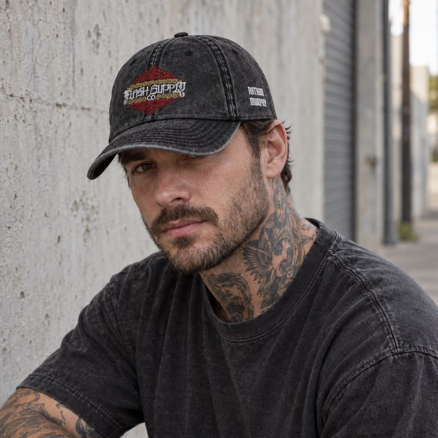 Half-Tone Horror Vintage Embroidered Cap — Nathan Murphy x Flash Supply Co.