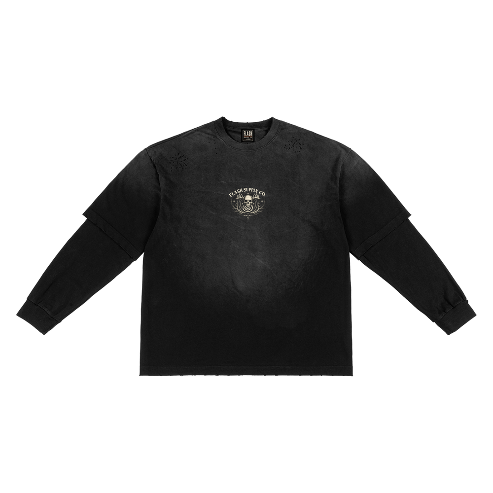Flash Supply Co. — Flat Circle Goddess Faux Two-Piece Long Sleeve | Art by Desmond Fletcher