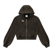 Marked in Motion Vintage-Wash Cropped Zip Hoodie — Beardy x Flash Supply Co.