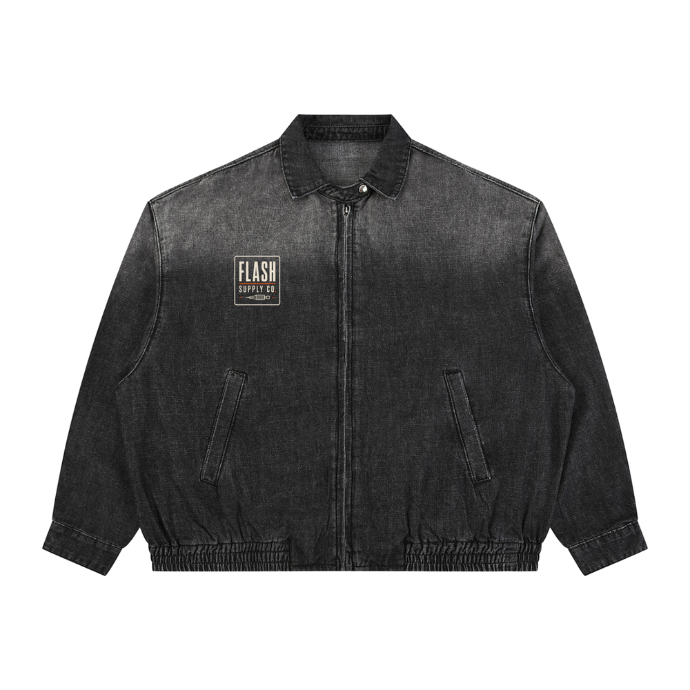 Flash Supply Co. — Skull & Antler Denim Bomber | Art by Desmond Fletcher