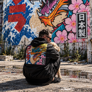 Neon Ronin Stand-Collar Bomber Jacket — Thalo Halo x Flash Supply Co.