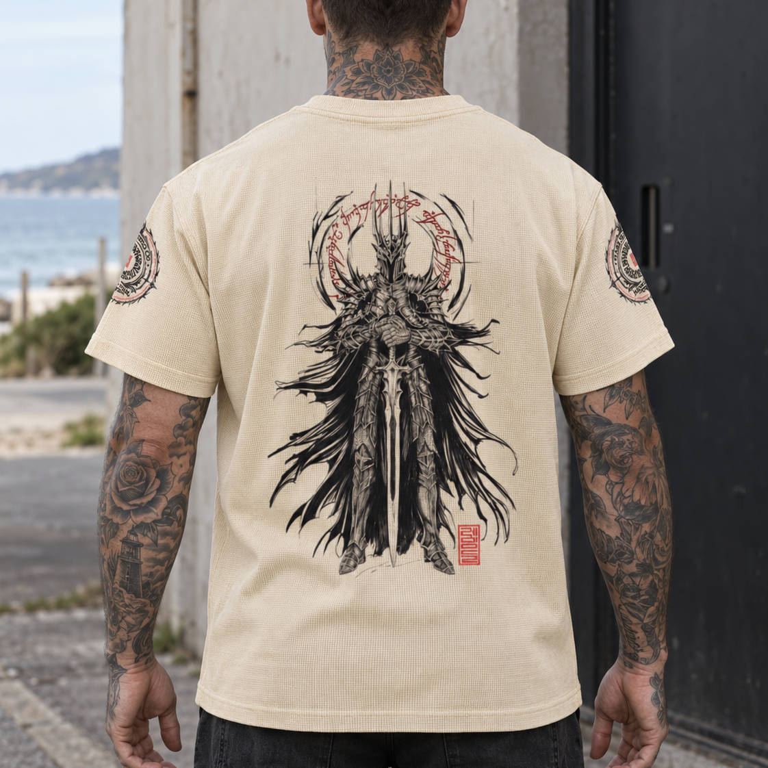 Rule Them All Mineral-Wash Waffle Tee — Raymond Chung x Flash Supply Co.