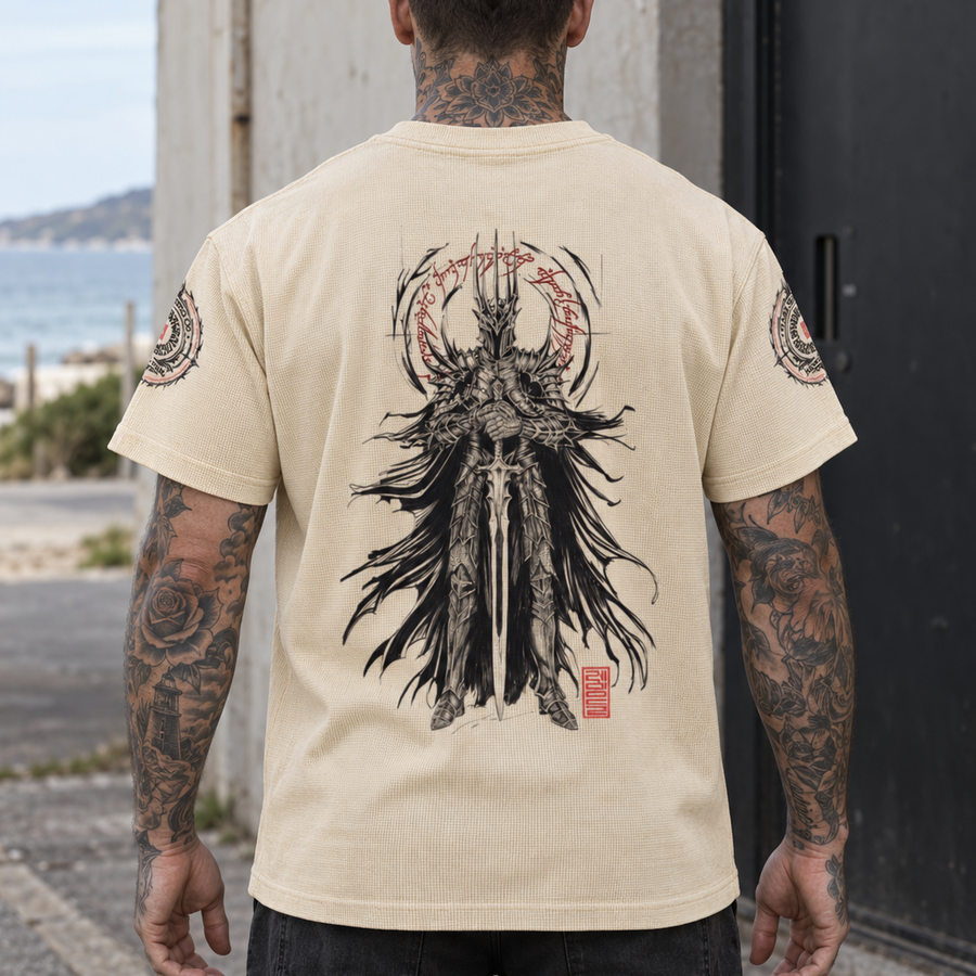 Rule Them All Mineral-Wash Waffle Tee — Raymond Chung x Flash Supply Co.