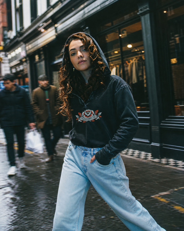 Flash Supply Co. Washed Crop Hoodie — Peony Flash