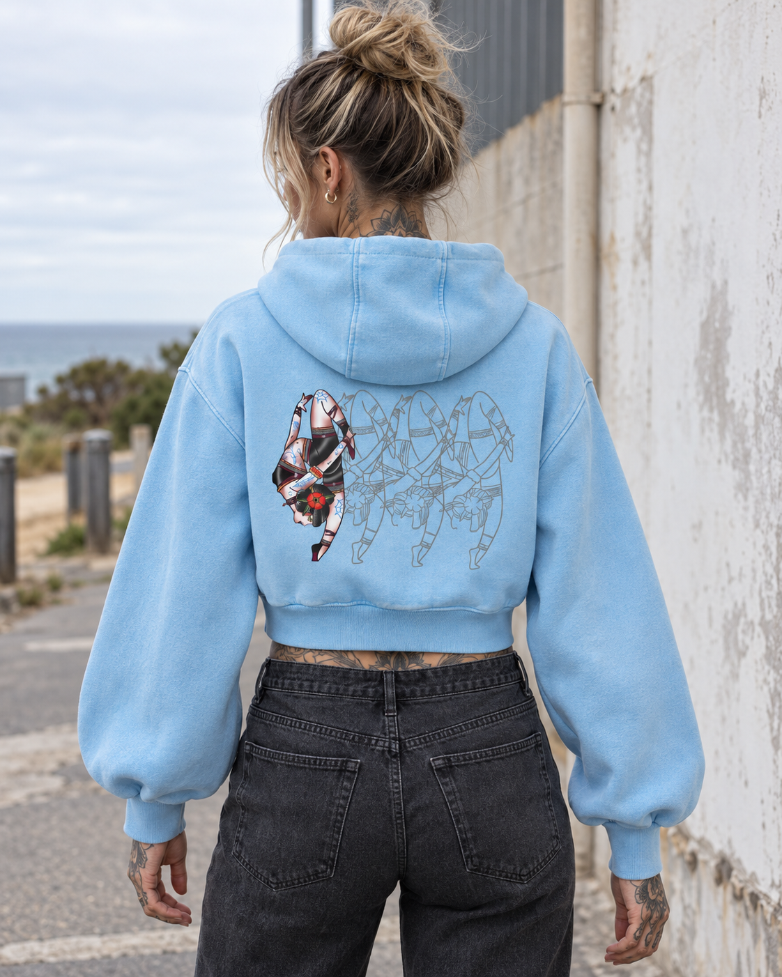 Marked in Motion Vintage-Wash Cropped Zip Hoodie — Beardy x Flash Supply Co.