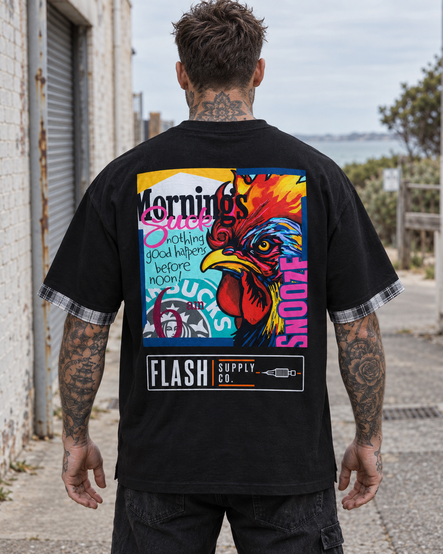 Early Riser Plaid-Panel T-Shirt — Thalo Halo x Flash Supply Co.