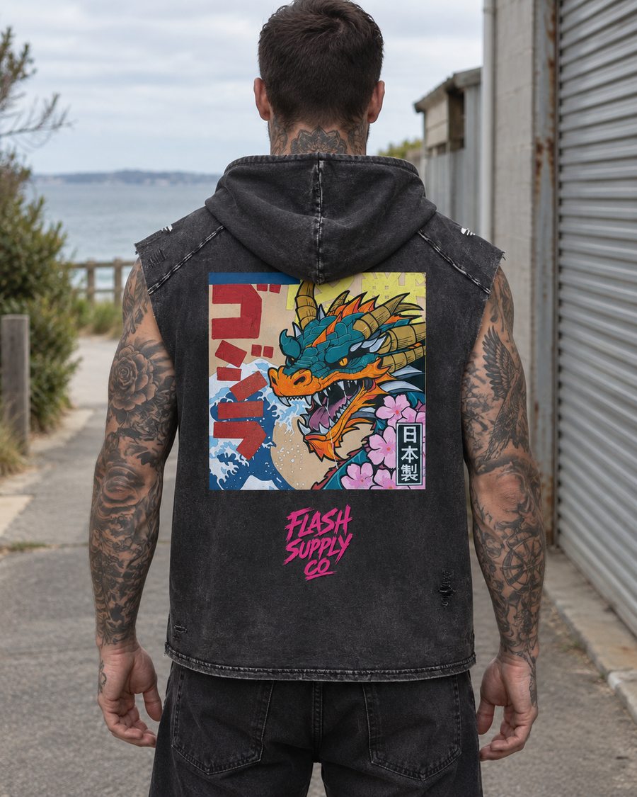 Neon Ronin Snow-Wash Hooded Tank — Thalo Halo x Flash Supply Co.
