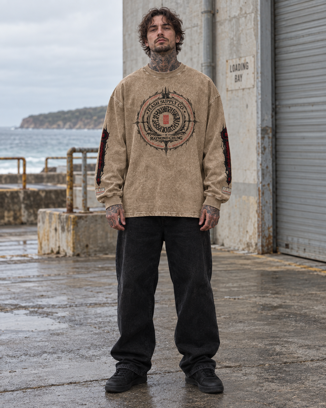 Rule Them All Acid-Wash Oversized Long-Sleeve — Raymond Chung x Flash Supply Co.