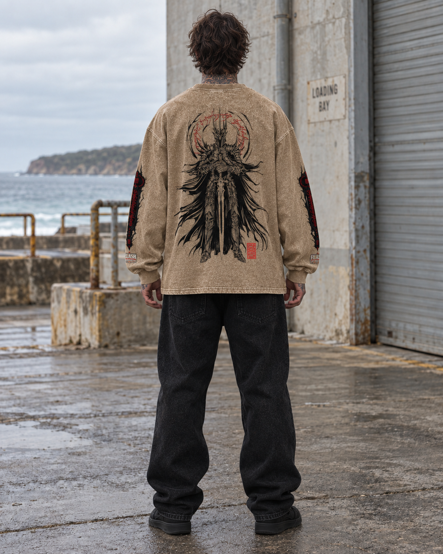Rule Them All Acid-Wash Oversized Long-Sleeve — Raymond Chung x Flash Supply Co.