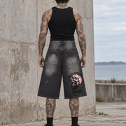 Double Fang Vintage-Wash Denim Shorts — Beardy x Flash Supply Co.