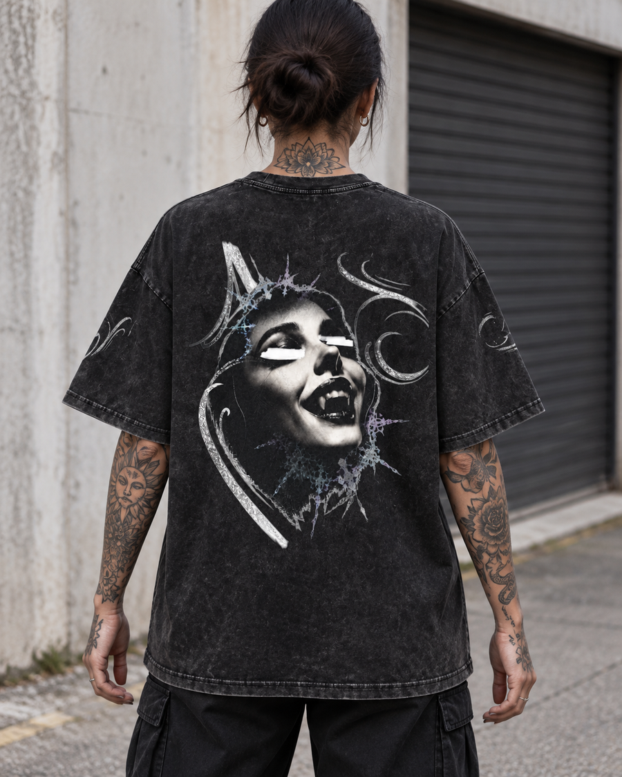Blind Ecstasy Snow-Washed Oversized Tee — Amy.tattooer x Flash Supply Co.