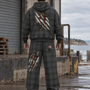 Double Fang Plaid Tracksuit Set — Beardy x Flash Supply Co.