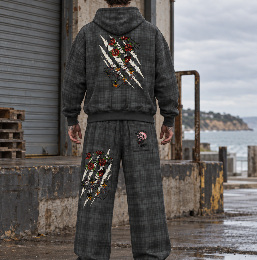 Double Fang Plaid Tracksuit Set — Beardy x Flash Supply Co.