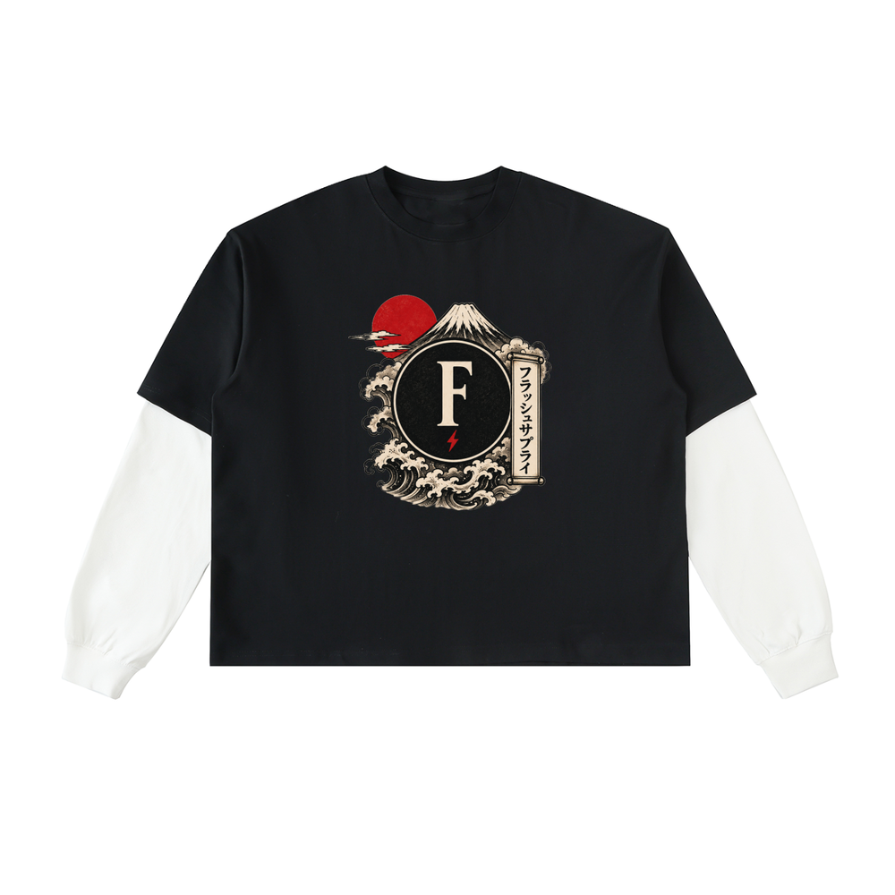 Dreams of Fuji Contrast Sleeve Tee · KishinArt