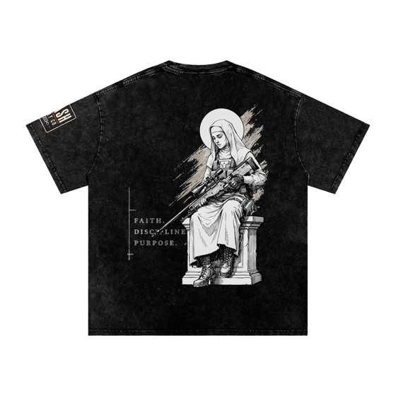 NUN WITH A GUN PT. 1 SNOW WASH TEE · WHITEBLACKINKART