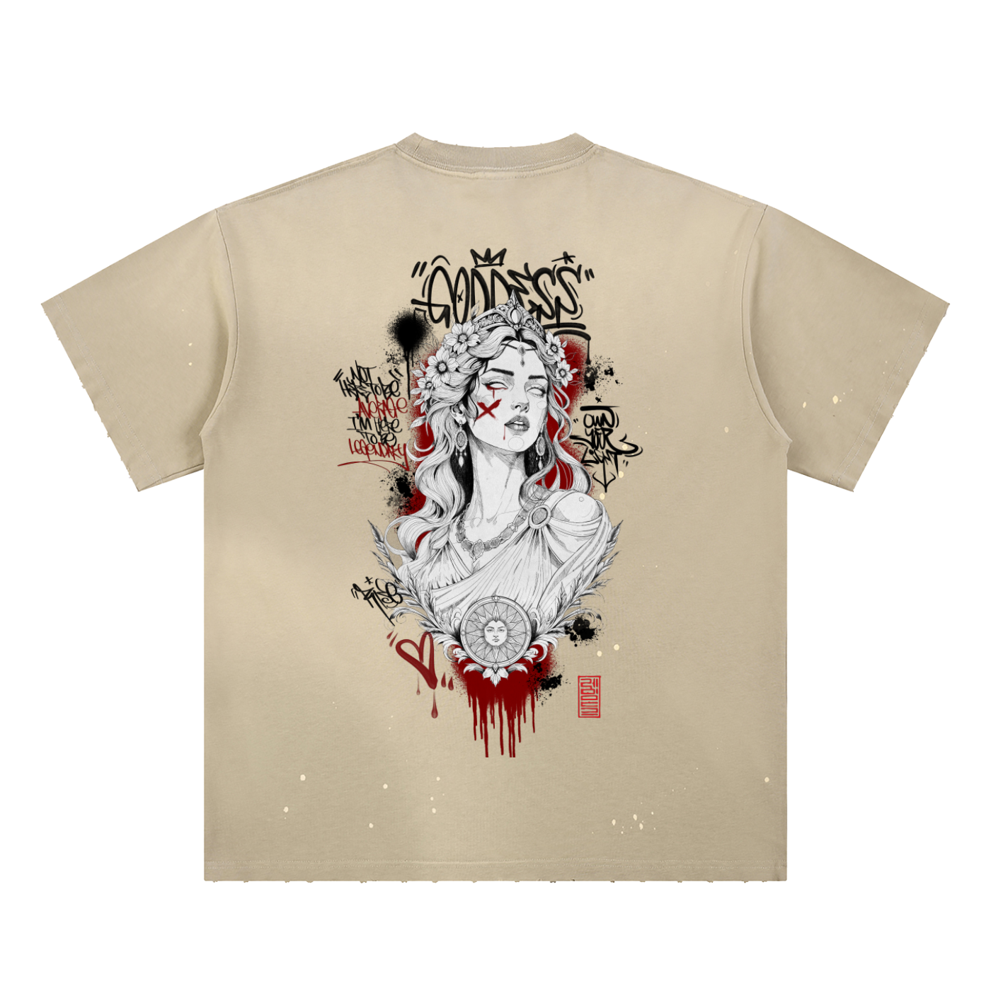 GODDESS PAINT SPLATTER TEE · RAYMOND CHUNG