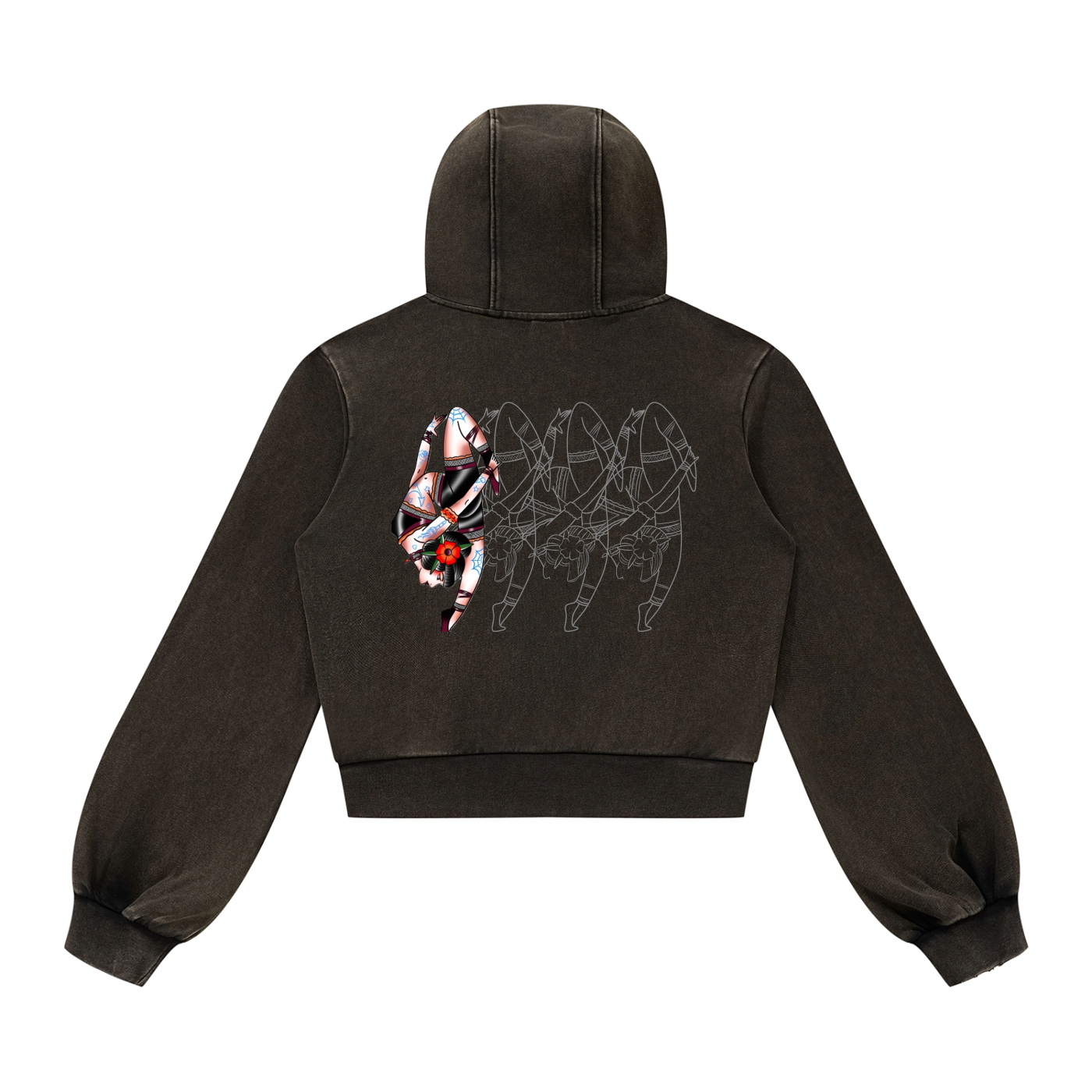 Marked in Motion Vintage-Wash Cropped Zip Hoodie — Beardy x Flash Supply Co.